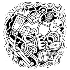 Obraz premium Nail Salon hand drawn vector doodles illustration.