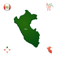 simple outline map of peru with national simbol