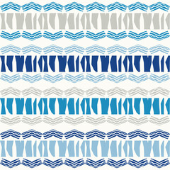 Mosaic with geometric shapes. Seamless pattern. Design with manual hatching. Textile. Ethnic boho ornament. Vector illustration for web design or print.