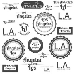 Set of grey emblem for city of Los Angeles, vector illustration.