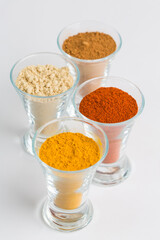 Many various spices on a table