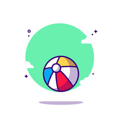 Beach Ball Vector Cartoon Illustration.  Icon Concept White Isolated. Flat Cartoon Style Suitable for Web Landing Page, Banner, Sticker, and Background
