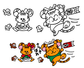 5月のイラスト,ぬりえ
