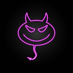 Devil neon sign, modern glowing banner design, colorful modern design trends on black background. Vector illustration.