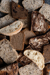 Home baked buckwheat bread and slices kept on cutting board.
