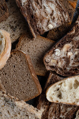 Sliced vegan bread, gluten-free and without animal products. bread, gluten-free and without animal products. Banner. Copy space.