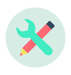 Wrench with Pencil Colored Vector Icon