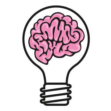 Concept de l’intelligence au service d’une idée avec le symbole d’une ampoule qui contient un cerveau.
