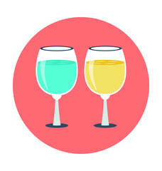 Wine Glasses Colored Vector Icon