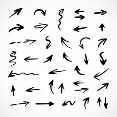 Vector set of hand-drawn arrows, elements for presentation