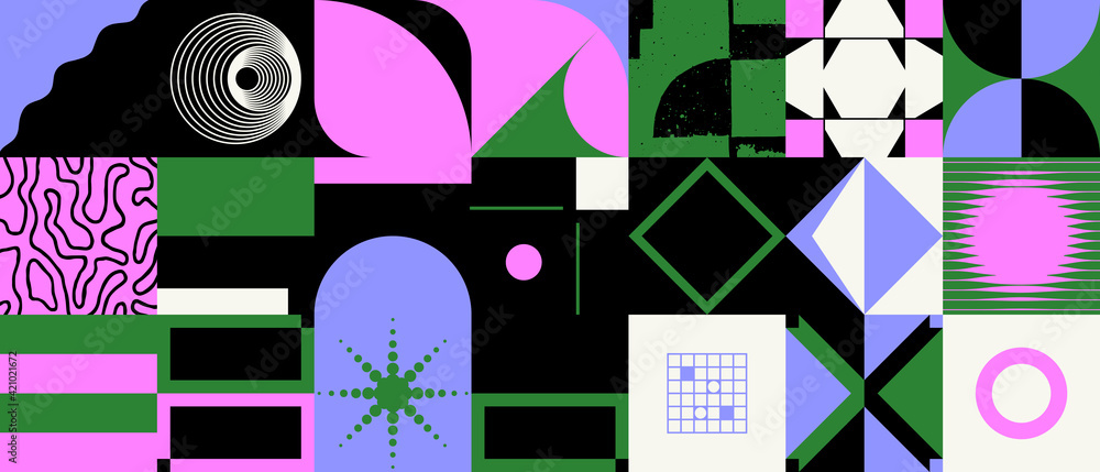 Poster abstract colorful vector pattern design with simple geometric forms