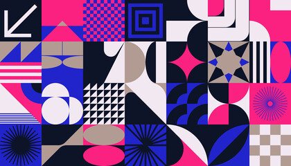 Neomodern Inspiried Artwork With Meta Design Geometric Pattern Composition