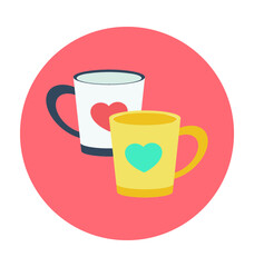 Tea Mugs Colored Vector Icon