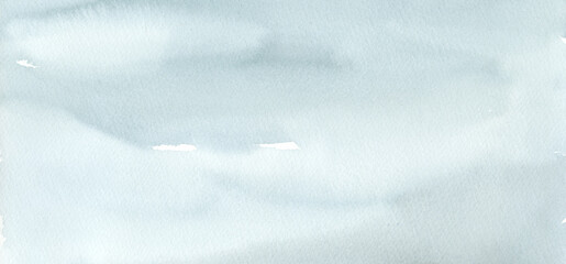 Blue sky cloud background watercolor artwork in panorama with text space, blank empty calm backdrop or banner