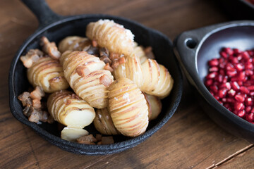 Sliced roast potatoes