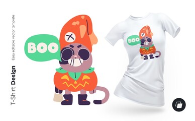 Funny cat character. Print for clothes, posters or souvenirs. Vector
