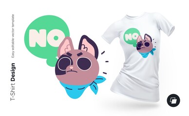 Funny cat character. Print for clothes, posters or souvenirs. Vector