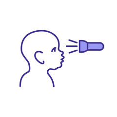 Light eyes tests RGB color icon. Clinical checking of human body visionary organs. How good eyes react to light beam. Curing of diseases. Isolated vector illustration