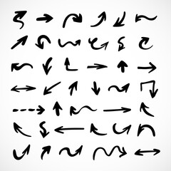 Vector set of hand-drawn arrows, elements for presentation