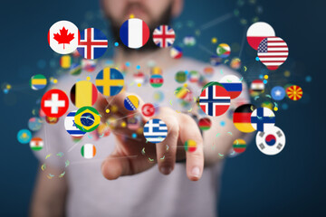 World map with all states and their flags