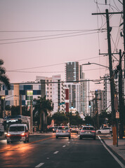 Fototapeta na wymiar traffic in the city Miami Florida light. buildings street travel 