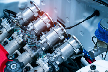 modern powerful car engine section