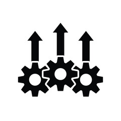 Operational excellence glyph icon. Simple solid style symbol. Optimize technology, innovation, production growth concept. Vector illustration isolated on white background. EPS 10.