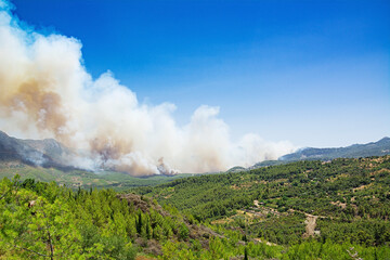 Wildfires in Turkey. Kemer. Mountain ranges