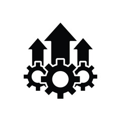 Operational excellence glyph icon. Simple solid style symbol. Optimize technology, innovation, production growth concept. Vector illustration isolated on white background. EPS 10.