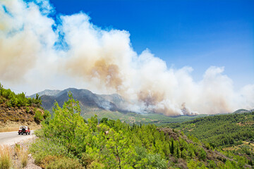 Wildfires in Turkey. Kemer. Mountain ranges