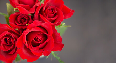 Bouquet of red roses. Wedding day. Valentine's Day