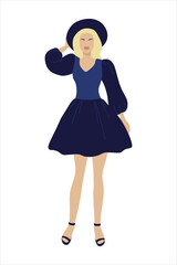 Stylish young woman dressed in trendy clothes. Vector illustration.