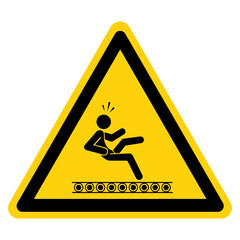 Exposed Conveyors & Moving Parts Can Cause Severe Injury Symbol Sign,Vector Illustration, Isolate On White Background Label. EPS10