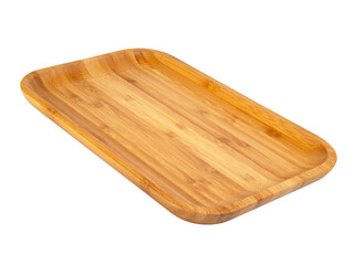 Craft wooden rectangular plate isolated on the white background