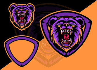 bear mascot esports logo ilustration
