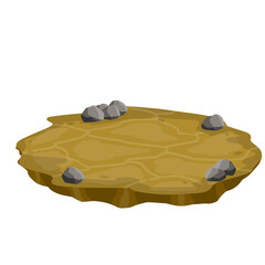 Dry land steppes and deserts. element of game and background. Brown floor. Cartoon illustration. Platform to the ground. Dirt and dust
