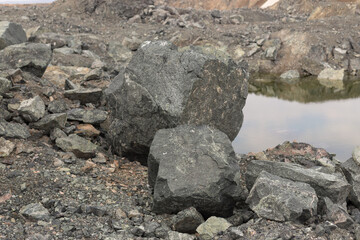 beautiful mountain stone quarry on the pass