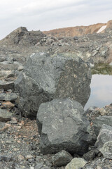 beautiful mountain stone quarry on the pass