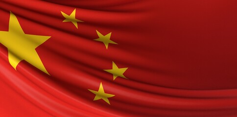 Republic of China Flag in Map 3d Illustration