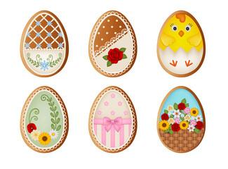 set of easter eggs gingerbread cookies