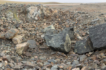 beautiful mountain stone quarry on the pass