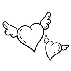 Cute couple heart line art cartoon