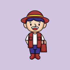 Cute kid in fisherman costume