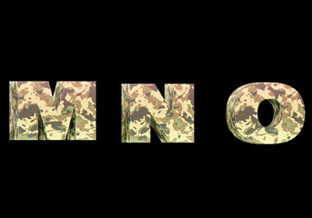 military letters alphabet 3d rendering 