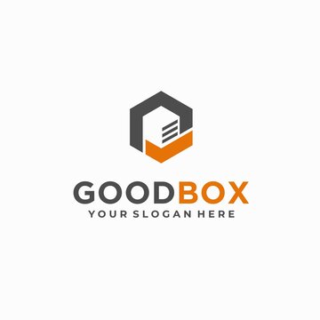 Good Box Logo, Locker Box Logo With Check Mark Concept