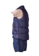  sleeveless jacket, t-shirt and sports shorts  isolated on white background. Valid clothes for cool...