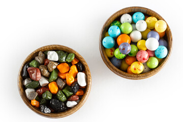 multicolor sugar coated chocolates background