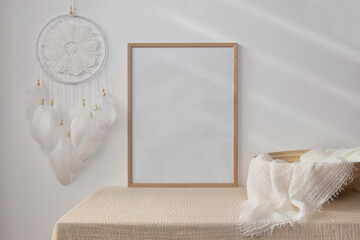 Wood frame with white dreamcatcher