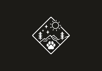 White and black color of animal paw in nature illustration