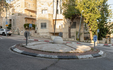 Evening view of the Natan Rotenstreich Square on David Markus Street in the old district of...